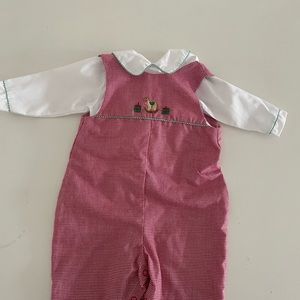 PetitAmi rocking horse/present overall with undershirt
